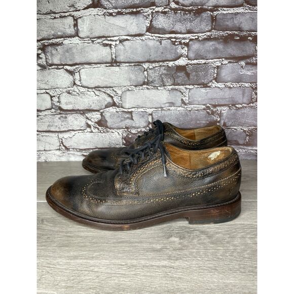 Frye Jones Wingtip Dark Brown Leather Distressed Dress Shoes Men Sz 13D US/46EU - Picture 11 of 16